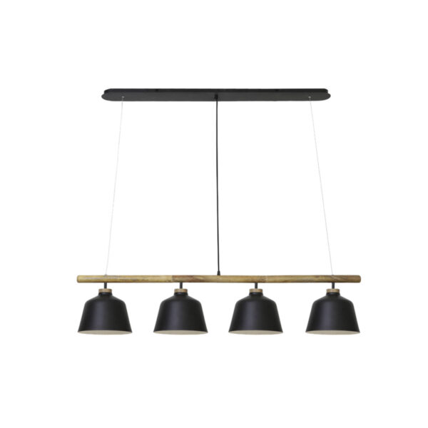 Zwarte hanglamp met houten accent Light & Living Banu - B 132 cm