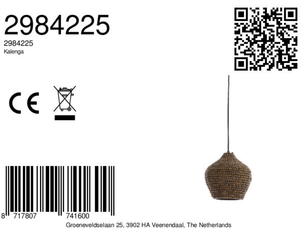 Hanglamp met houten kralen in natuurlijke stijl Light & Living Kalenga - Ø 21 cm - Image 7
