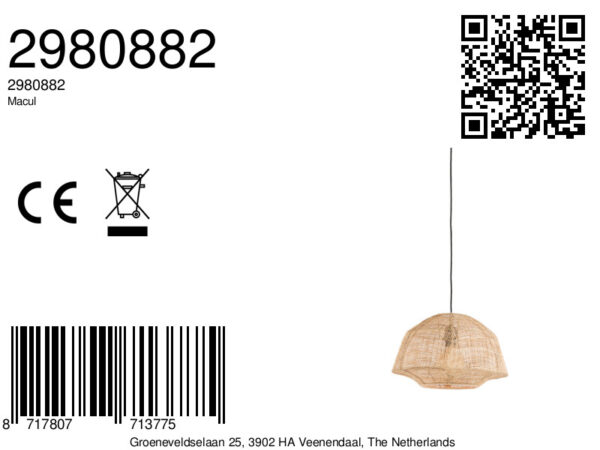 Rieten hanglamp in naturel kleur Light & Living Macul - Ø 40 cm - Image 7