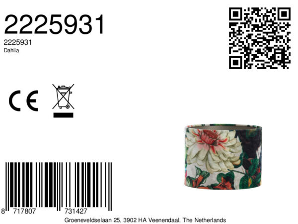 Cilindervormige lampenkap met bloemenprint Light & Living Dahlia - Ø 25 cm - Image 8