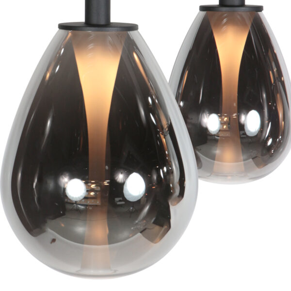 Design hanglamp zwart met 5 smoke glazen kappen Steinhauer Glimsy - Image 4