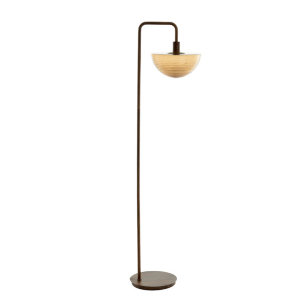 Vintage vloerlamp met amber glazen kap Light & Living Baylie - H 165 cm