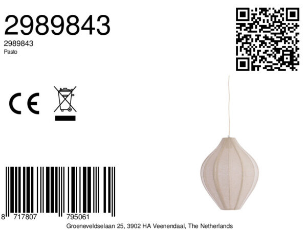 Beige ovale linnen hanglamp Light & Living Pasto - Ø 36 cm - Image 6