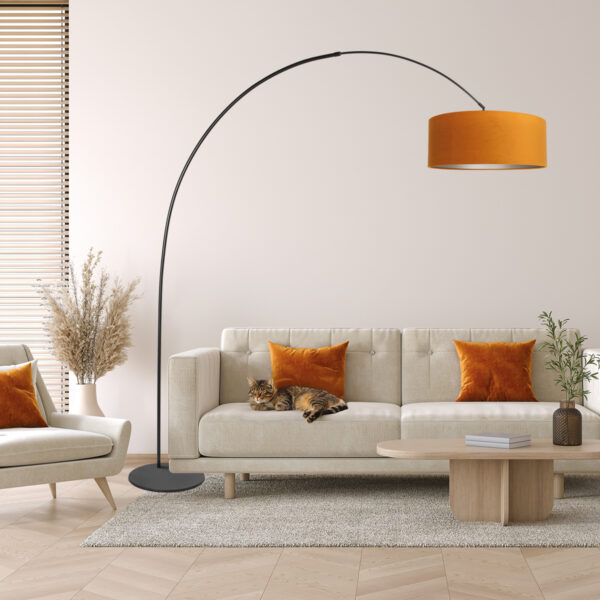 Booglamp zwart met velvet gouden kap Anne Lighting Curve - Image 3