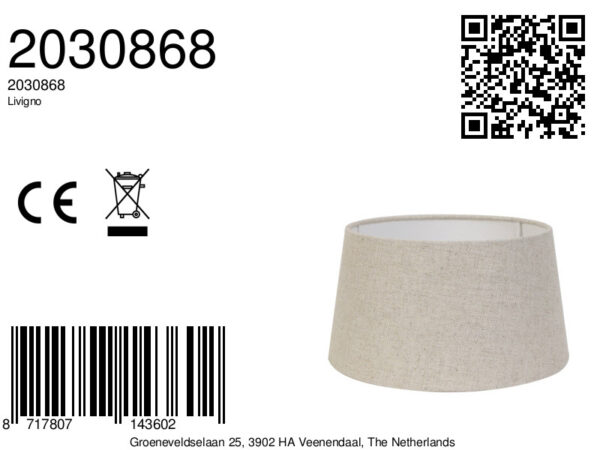 Beige stoffen lampenkap van hoge kwaliteit Light & Living Livigno - Ø 25 cm - Image 4