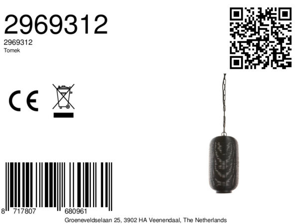 Zwarte rotan hanglamp met natuurlijk vlechtwerk Light & Living Tomek - Ø 21 cm - Image 8