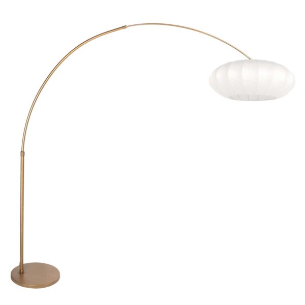 Bronze booglamp met witte linnen kap Steinhauer Sparkled Light