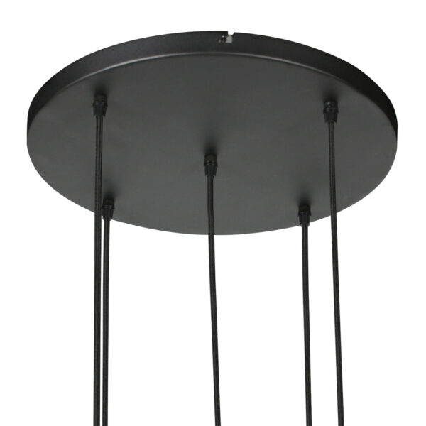 Hanglamp met 5 crèmekleurige druppelvormige kappen Mexlite HaloSwap - Image 4