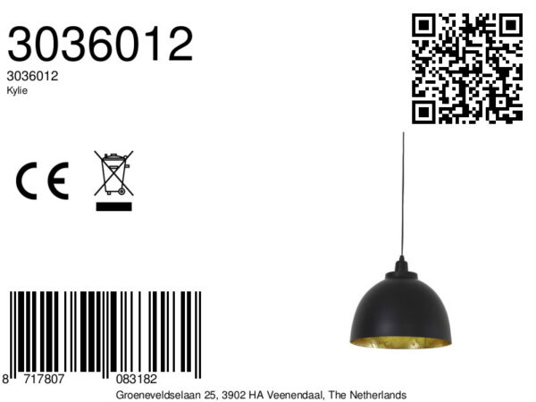 Zwarte hanglamp met gouden binnenzijde Light & Living Kylie - Ø 30 cm - Image 9