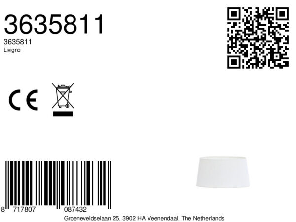Witte stof lampenkap in cilindervorm Light & Living Livigno - H 18 cm - Image 8