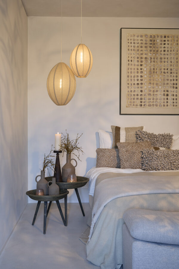 Beige ovale hanglamp met stoffen kap Light & Living Milatos - Ø 38 cm - Image 4