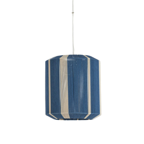 Blauw-witte hanglamp met stroken textiel Light & Living Kozana - Ø 48 cm
