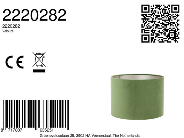 Cilinder vormige lampenkap in groen Light & Living Velours - Ø 20 cm - Image 5
