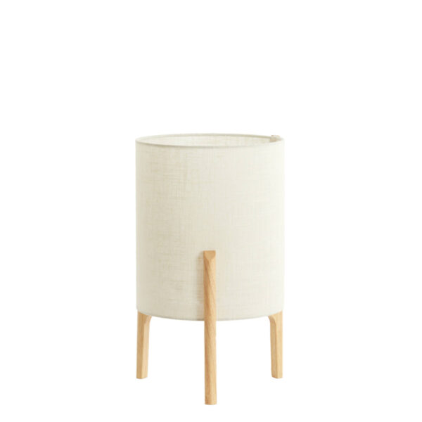 Houten tafellampje met stoffen lampenkap in beige Light & Living Litto - H 44 cm