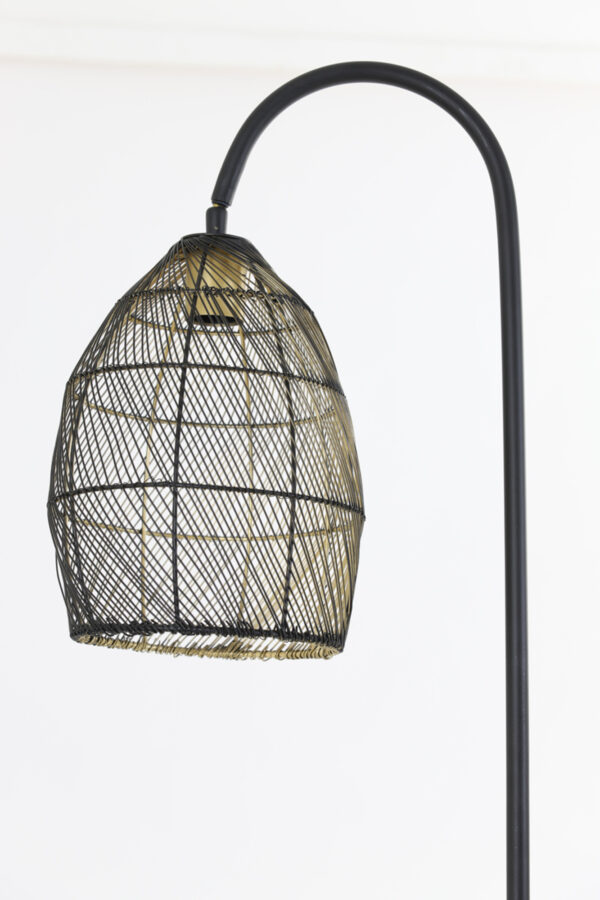 Zwart metalen staande lamp met draadkap Light & Living Meya - H 172 cm - Image 8