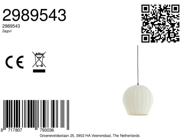 Witte ronde stoffen hanglamp Light & Living Zagori - Ø 35 cm - Image 6