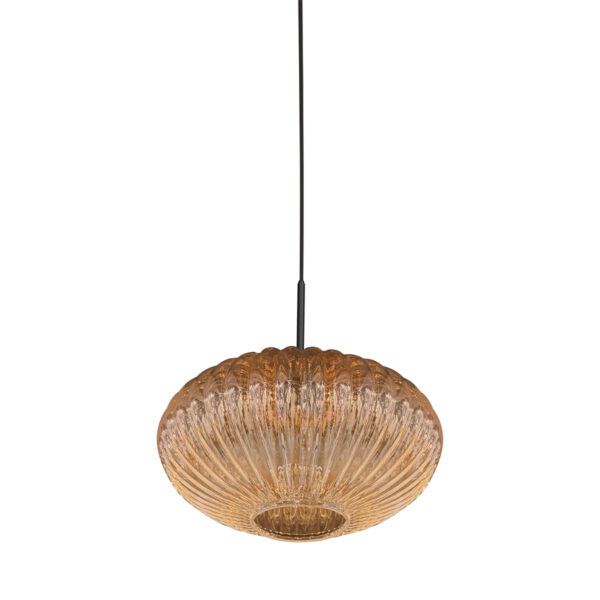 Amberkleurige hanglamp klassiek ribbelglas Mexlite HaloSwap - Ø 30 cm - Image 7