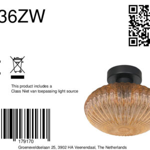 plafondlampgeribbeldamberkleurigglassteinhauerbloeba-ø30-8a
