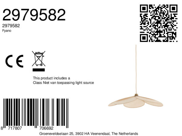 Beige hanglamp bloemvorm textiel Light & Living Fyano - Image 9