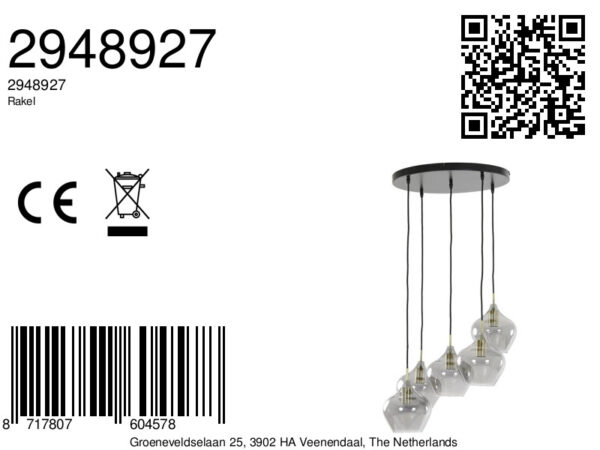 Retro glazen hanglamp vijf lichtpunten Light & Living Rakel - Image 7