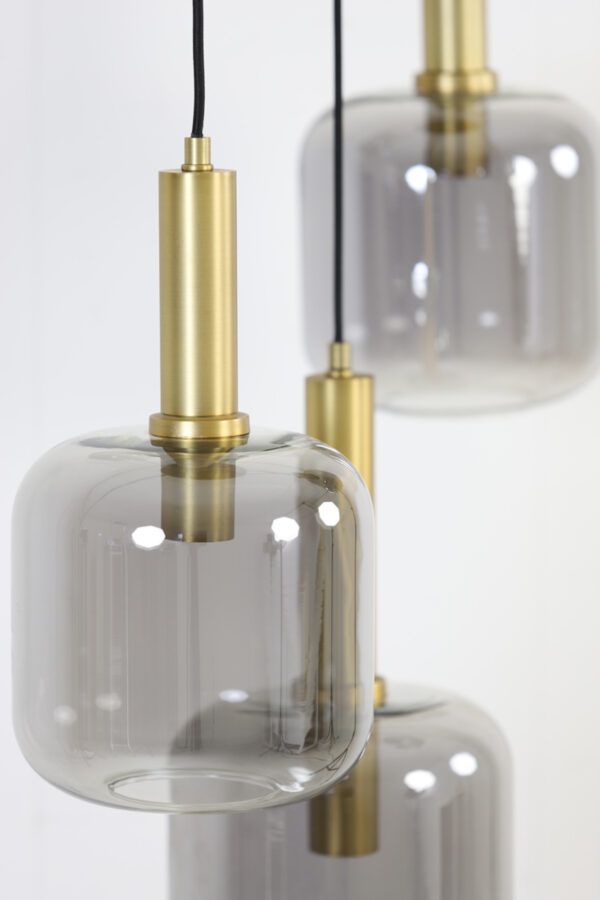 Retro glazen hanglamp zwart met goud Light & Living Lekar - Image 6