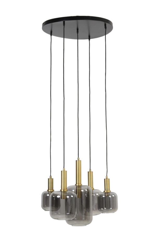 Retro glazen hanglamp zwart met goud Light & Living Lekar - Image 3