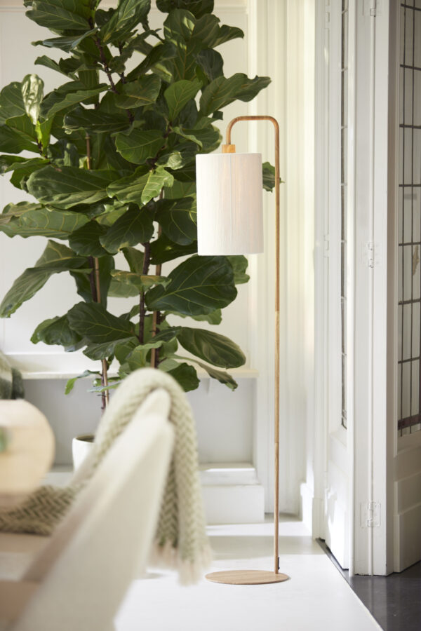 Gebogen katoen/metalen vloerlamp bruin Light & Living Donio - Image 4