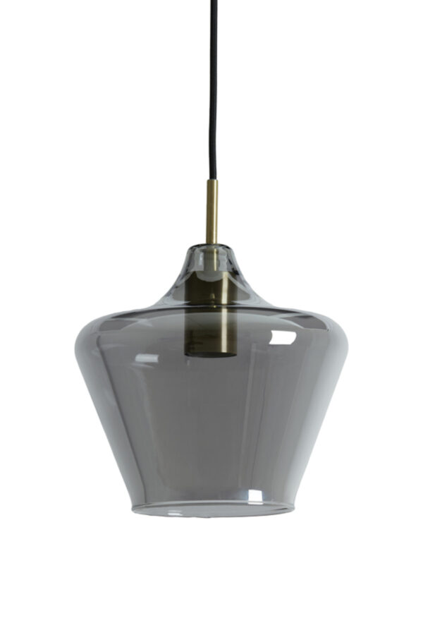 Retro zwarte hanglamp rookglas Light & Living Solly