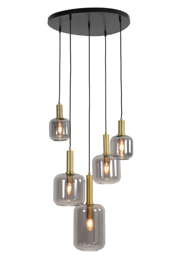 Retro glazen hanglamp zwart met goud Light & Living Lekar - Image 2