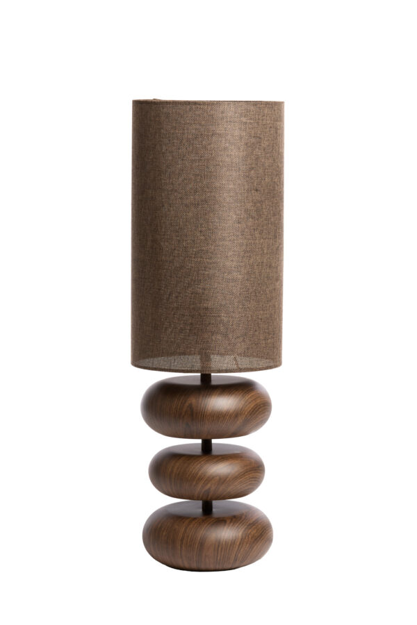 Bruine tafellamp japandi 3-houtplateau Light & Living Danialo