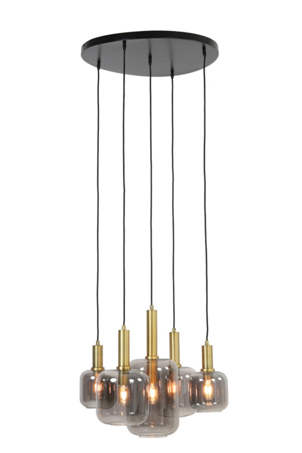 Retro glazen hanglamp zwart met goud Light & Living Lekar - Image 4