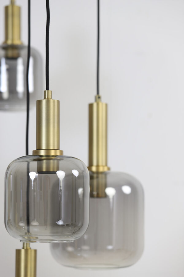 Retro glazen hanglamp zwart met goud Light & Living Lekar - Image 5