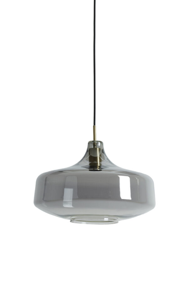 Retro ronde zwarte hanglamp rookglas Light & Living Solna