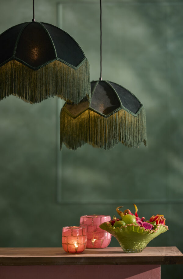 Groene vintage velvet hanglamp koepel Light & Living Malacia - Image 5