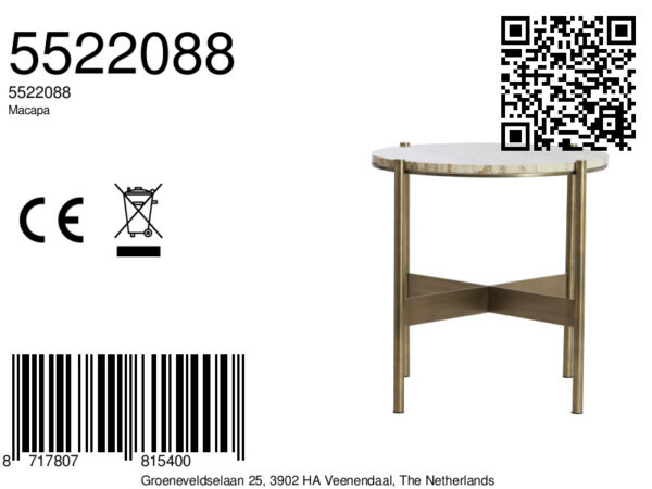 light&livingbijzettafelmacapaantiekbronsmetcrèmetravertin–ø47x45cm-8a