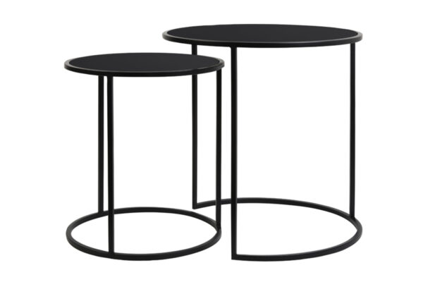 light&livingbijzettafelsetduarteglaszwartenmatzwart–ø40x45+ø50x52cm-1