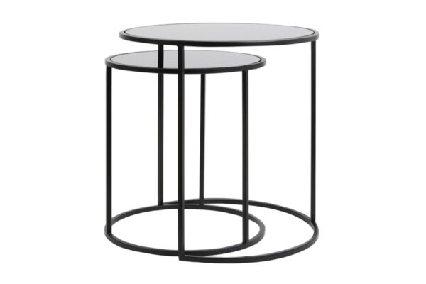 light&livingbijzettafelsetduarteglaszwartenmatzwart–ø40x45+ø50x52cm-257