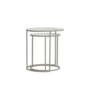 light&livingbijzettafelsettalcamethelderribglasencrème–ø50x40+ø52x45cm-1