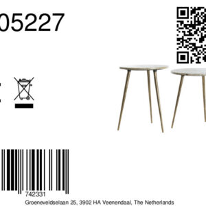 light&livingbijzettafelsetzecataupemarmerenantiekbrons–ø41x49+ø48x53cm-8a