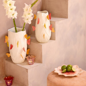 light&livingborboletavaaskeramiekwit+roze+geel–ø26,5x35cm-269