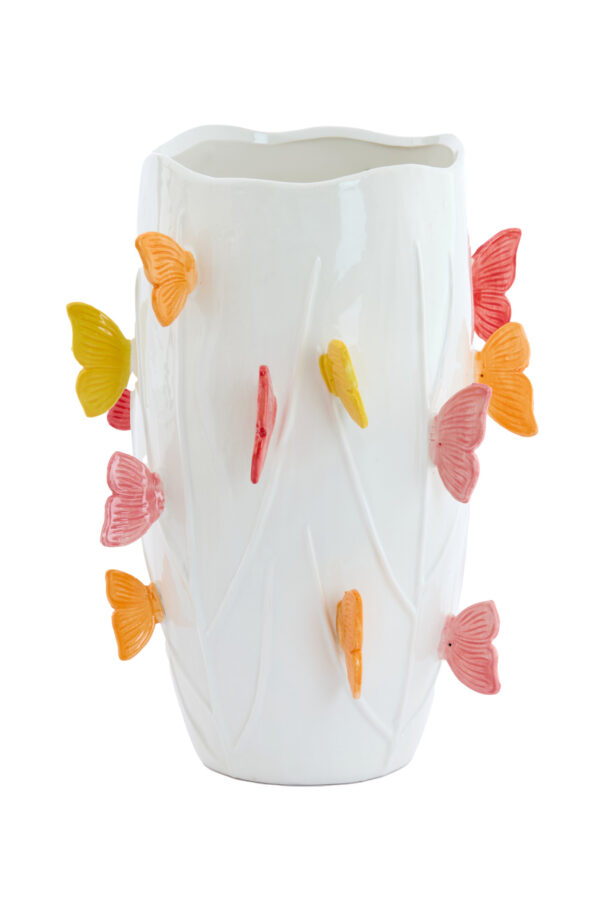 light&livingborboletavaaskeramiekwit+roze+geel–ø26,5x35cm-773