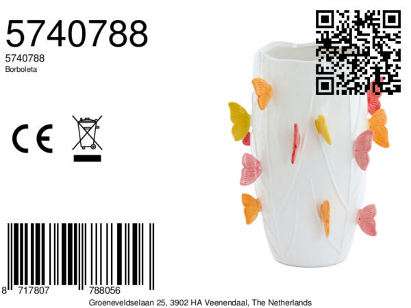 light&livingborboletavaaskeramiekwit+roze+geel–ø26,5x35cm-8a