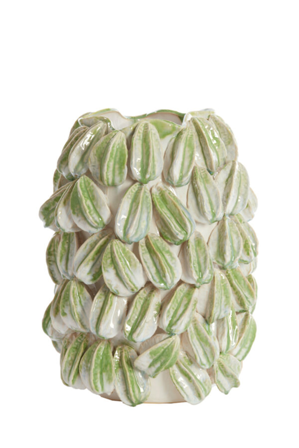light&livingcarambolakeramiekvaascrème+groen–35x33x47cm-1