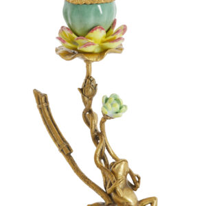 light&livingkandelaarfroggroen+brons-17x15x25cm-1