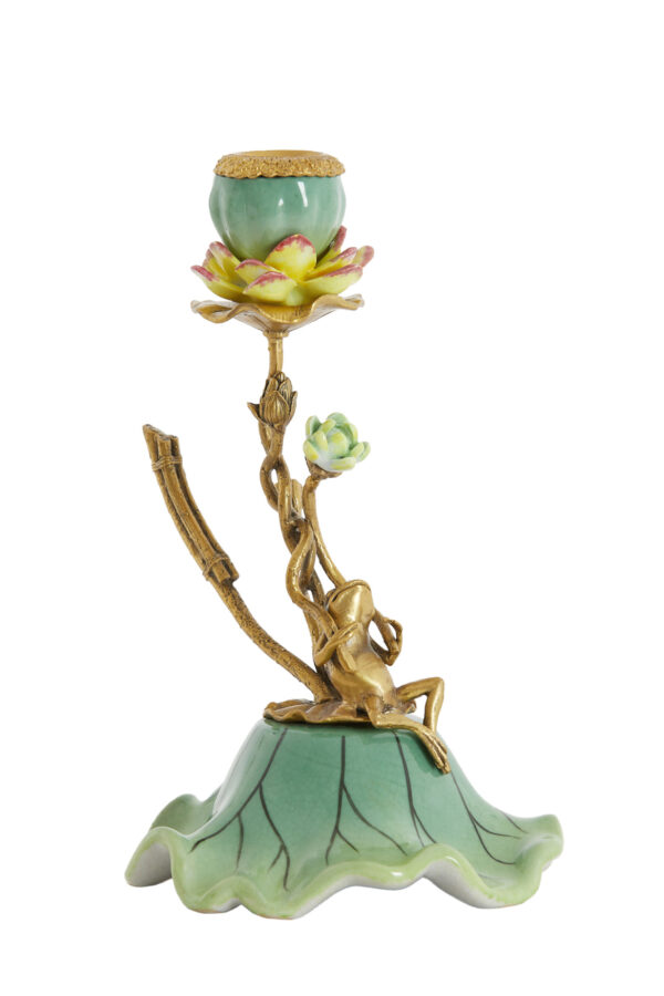 light&livingkandelaarfroggroen+brons-17x15x25cm-584