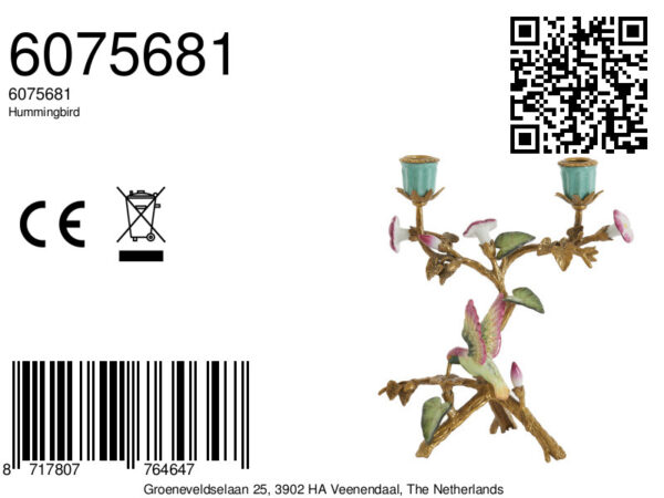 light&livingkandelaarhummingbirdgroen+roze-21,5x16x25,5cm-8a