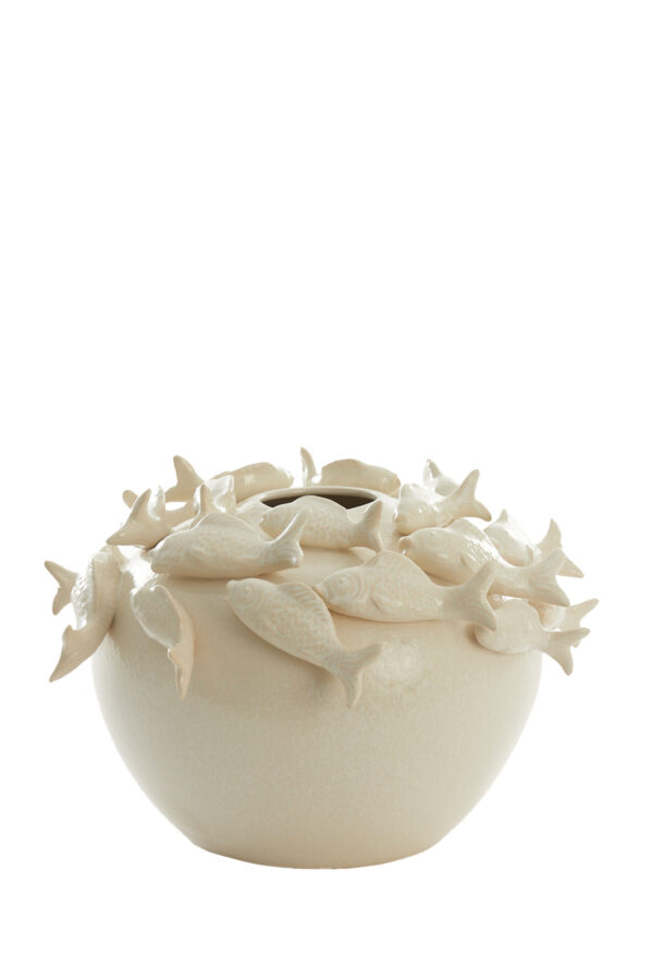 light&livingkeramiekvaasfishincrème–ø40x27cm-335