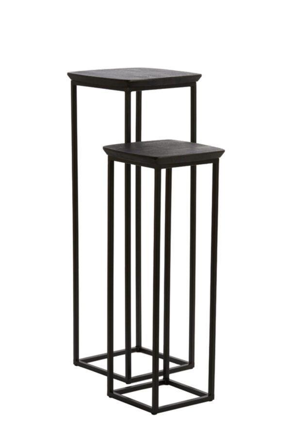 light&livingsetvan2zuilenquenzainacaciahoutmetzwartmetaal–30x30x80+35x35x100cm-1