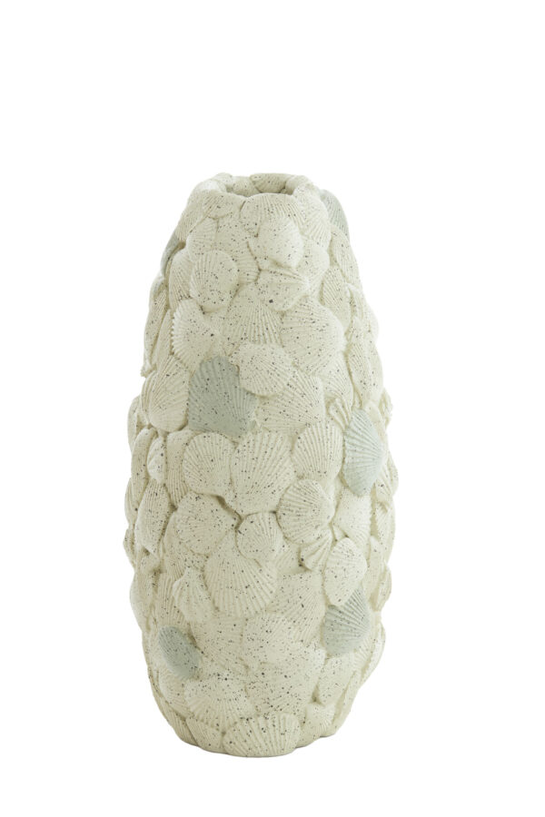 light&livingvaasshellkunststofcrèmetaupe–31,5x19,5x40cm-1