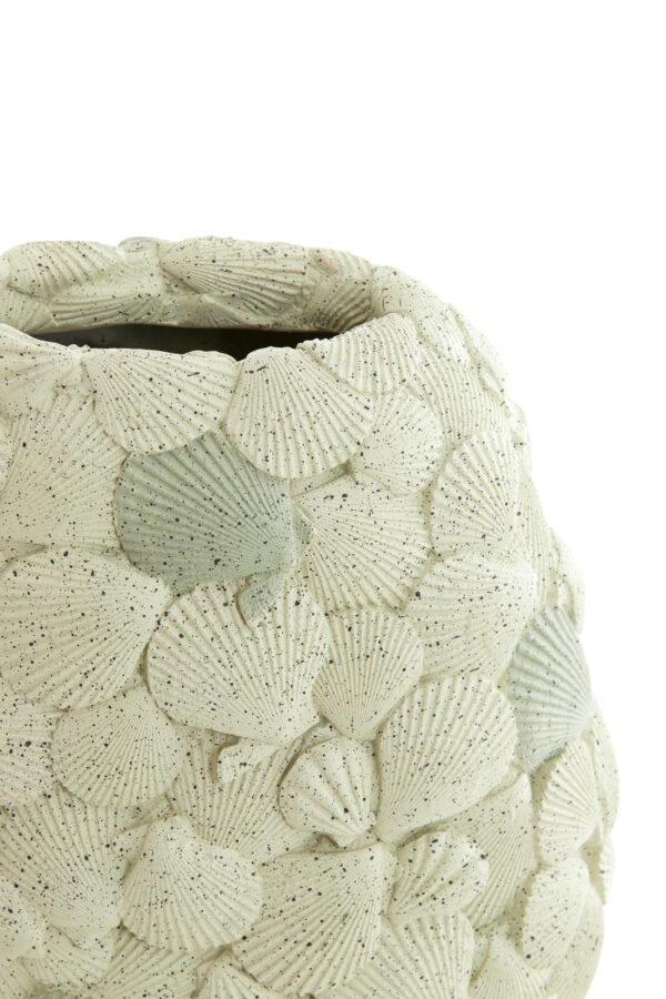light&livingvaasshellkunststofcrèmetaupe–31,5x19,5x40cm-1